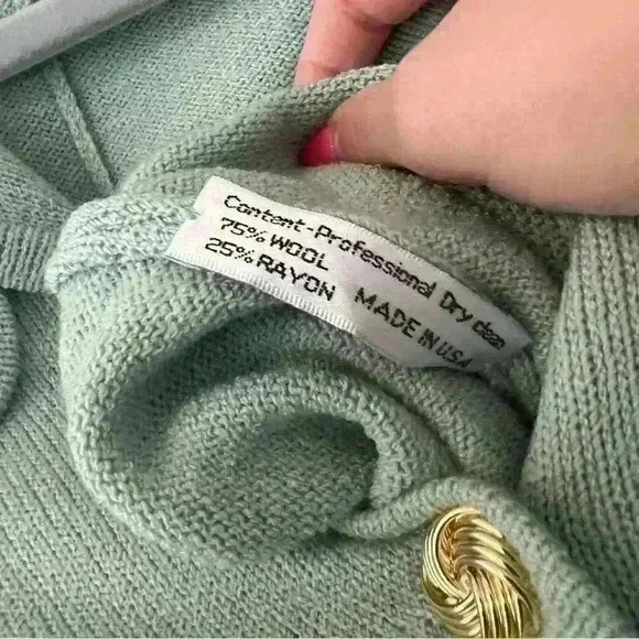 DON SAYERS wellmore Vintage 80s Retro knit gold button sweater dress size 12 - Picture 5 of 5